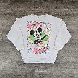 Vintage 80s Mickey Mouse Double Graphic crewneck sweater Womens Size Large